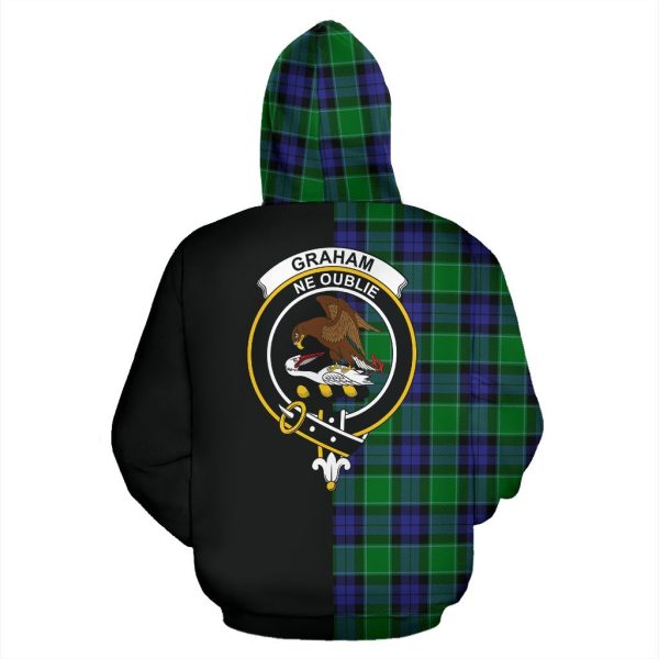 Graham of Menteith Modern Tartan Crest Zipper Hoodie - Half Of Me Style Supply - Image 3