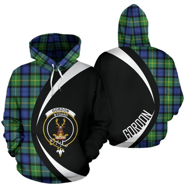 Gordon Old Ancient Tartan Crest Hoodie - Circle Style Online now