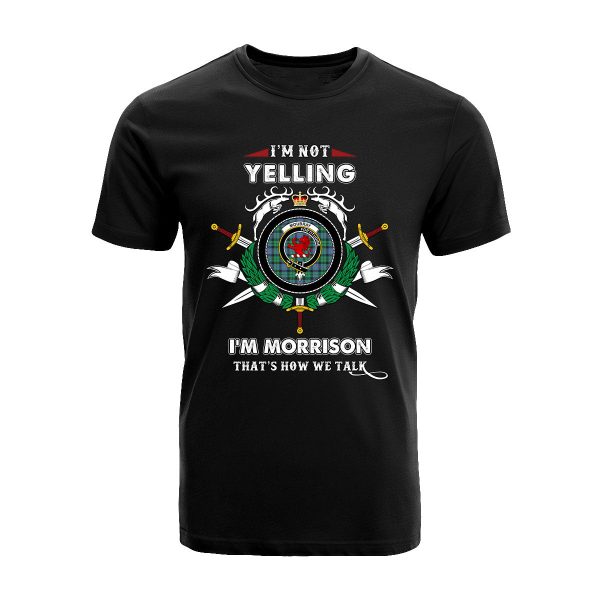 Morrison Tartan Crest T-shirt - I m not yelling style For Sale