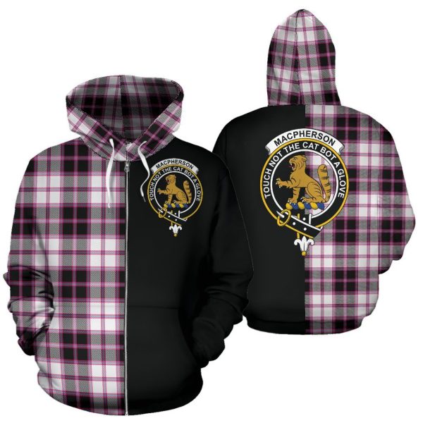 MacPherson Hunting Modern Tartan Crest Zipper Hoodie - Half Of Me Style Online Hot Sale