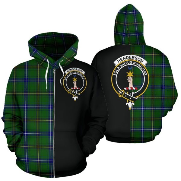 Henderson Modern Tartan Crest Zipper Hoodie - Half Of Me Style Online now