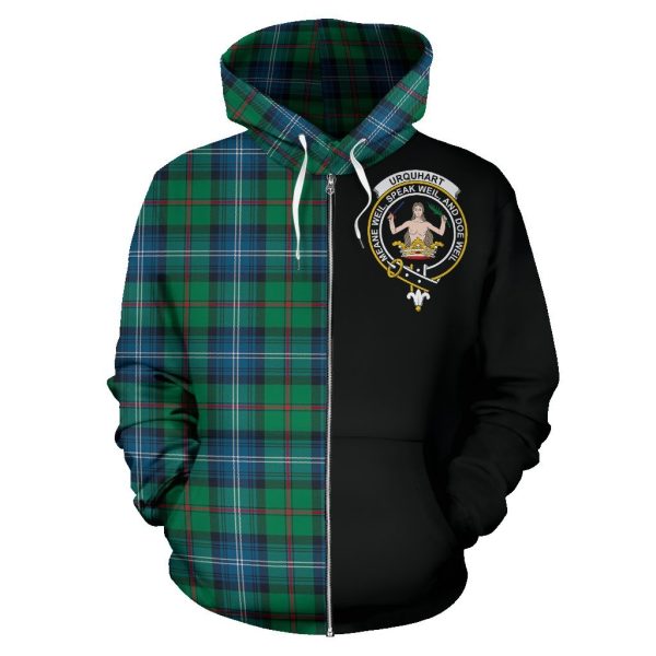 Urquhart Ancient Tartan Crest Zipper Hoodie - Half Of Me Style Supply - Image 2