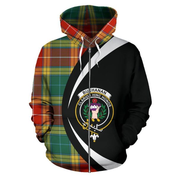 Buchanan Old Sett Tartan Crest Zipper Hoodie - Circle Style Sale - Image 2