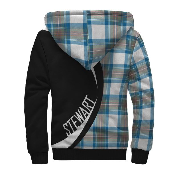 Stewart Muted Blue Tartan Crest Sherpa Hoodie - Circle Style Online Hot Sale - Image 2