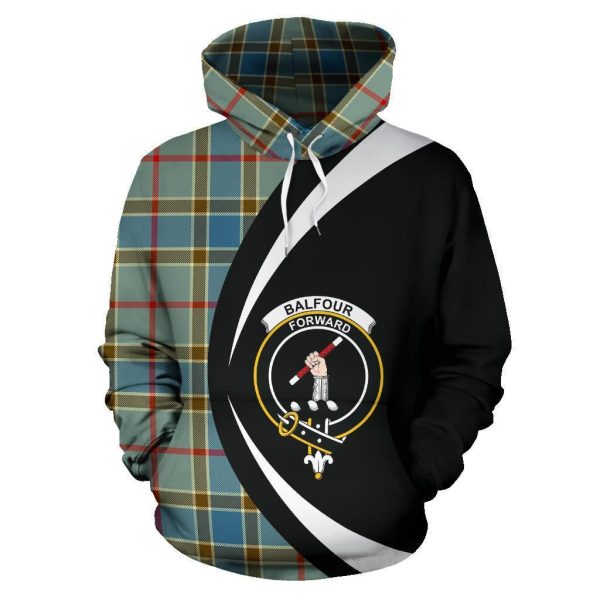 Balfour Blue Tartan Crest Hoodie - Circle Style For Discount - Image 2
