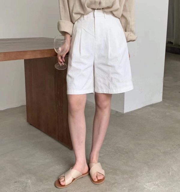 Linen Shorts Wide Leg Summer Shorts Woman High Waist Shorts Streetwear Cheap - Image 2
